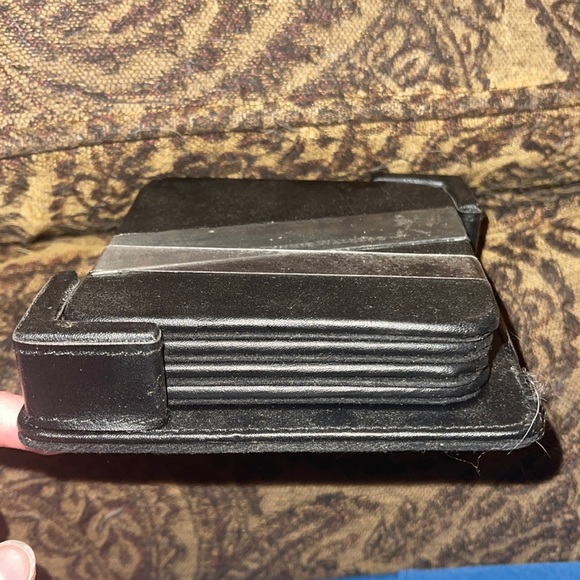 Set of 4 Johnnie Walker Leather Coaster Black Silver Band 10x10 - Picture 2 of 3